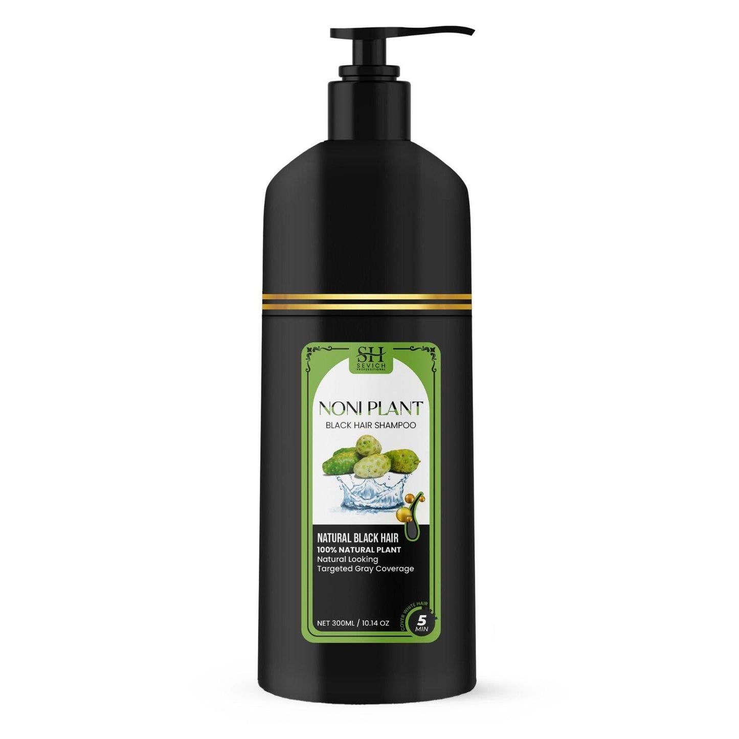 Noniplant Natural Black Hair Shampoo – Restores Hair Color & Strengthens with Noni, Aloe Vera & Argan Oil (Pack of 2, 300ml Each)