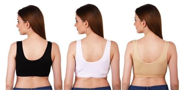 Women's Multicolor Air Bra Pack of 3 – Soft Cotton, Non-Padded, Solid Colors