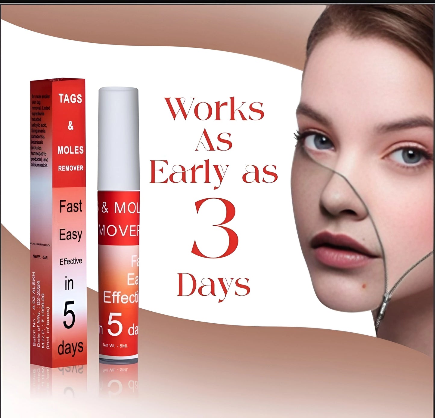 Tags & Moles Remover – Gentle Skincare Cream (Pack of 1, 20g / 5ml)