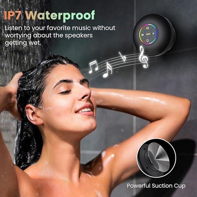 Large Suction Cup Waterproof Bluetooth Speaker with LED Light Show – Portable, Assorted Colors, Pack of 1