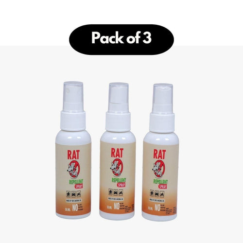Natural Rat Repellent Spray – 50ML Each (Pack of 3), Herbal Rodent Control for Home, Car & Kitchen