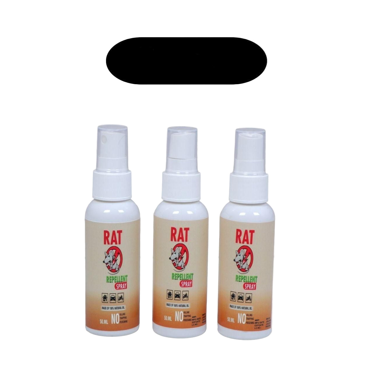 Natural Rat Repellent Spray – 50ML Each (Pack of 3), Herbal Rodent Control for Home, Car & Kitchen