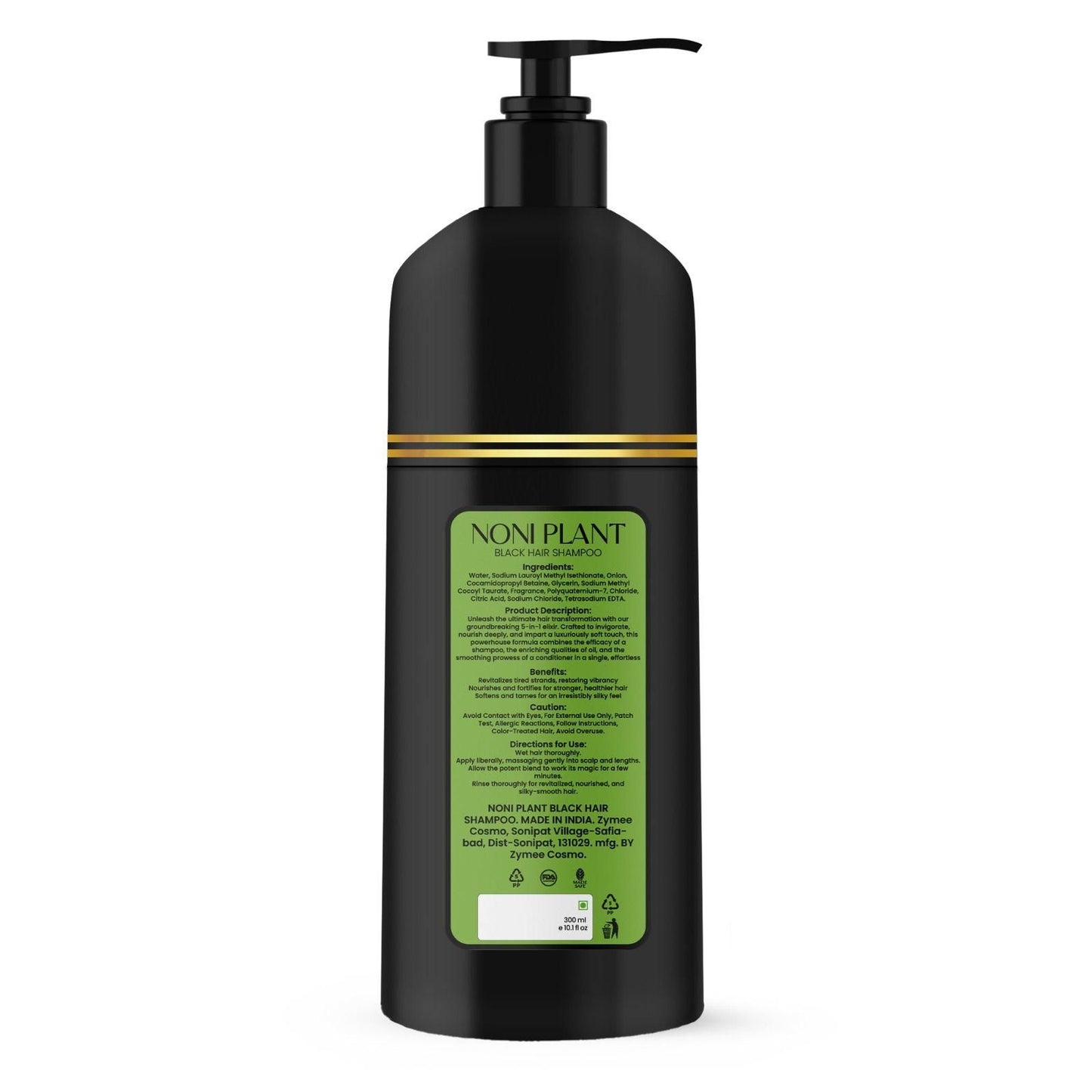 Noniplant Natural Black Hair Shampoo – Restores Hair Color & Strengthens with Noni, Aloe Vera & Argan Oil (Pack of 2, 300ml Each)