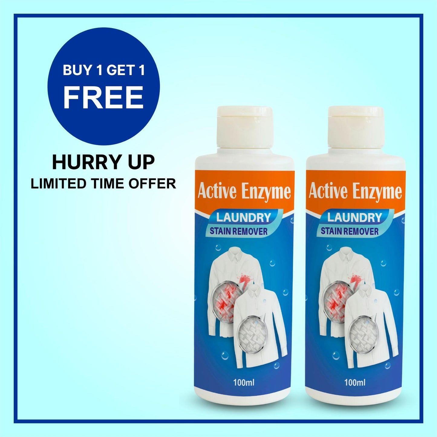 Active Enzyme Laundry Stain Remover (Pack of 2) – 100ml Each