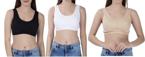 Women's Multicolor Air Bra Pack of 3 – Soft Cotton, Non-Padded, Solid Colors