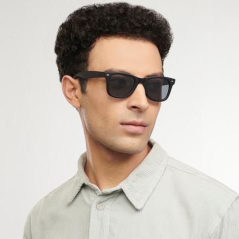 Stylish Metal Frame Sunglasses with Box Case – UV Protection, Black Lens, Unisex Free Size