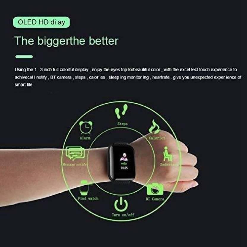 ID116 Plus Smart Fitness Tracker – Color Screen Smartwatch with Silicone Strap (Black)