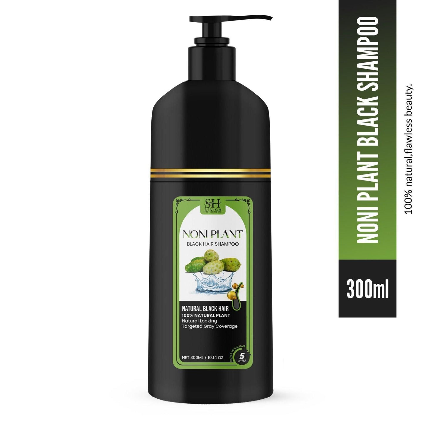 Noniplant Natural Black Hair Shampoo – Restores Hair Color & Strengthens with Noni, Aloe Vera & Argan Oil (Pack of 2, 300ml Each)