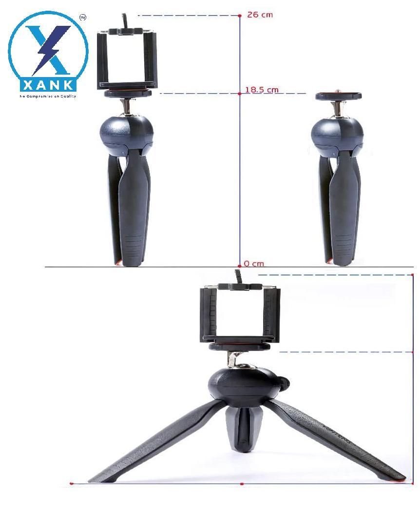 Portable Camera & Mobile Stand (Black, Supports Up to 1000 g)