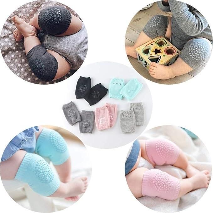 2 Pair Baby Knee Pads for Crawling – Soft Cotton Blend, Anti-Slip Protection for Infants & Toddlers