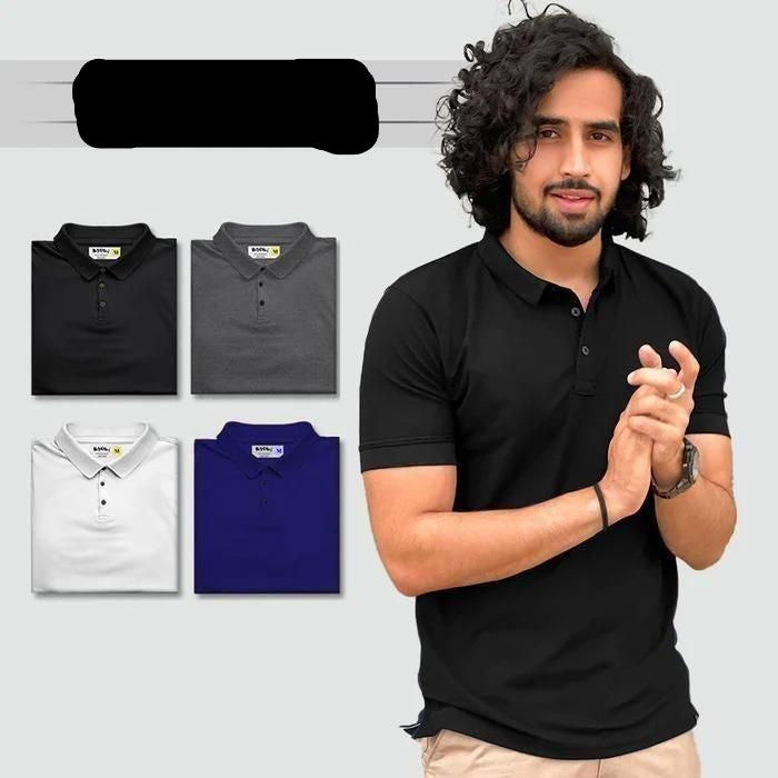 Poly Matte Solid Half Sleeves Men’s Polo T-Shirts – Pack of 4, Regular Fit, Assorted Colors