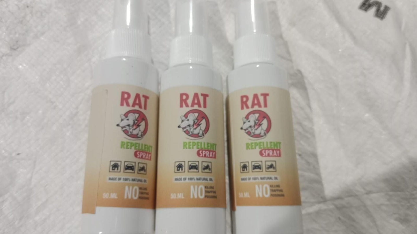 Natural Rat Repellent Spray – 50ML Each (Pack of 3), Herbal Rodent Control for Home, Car & Kitchen