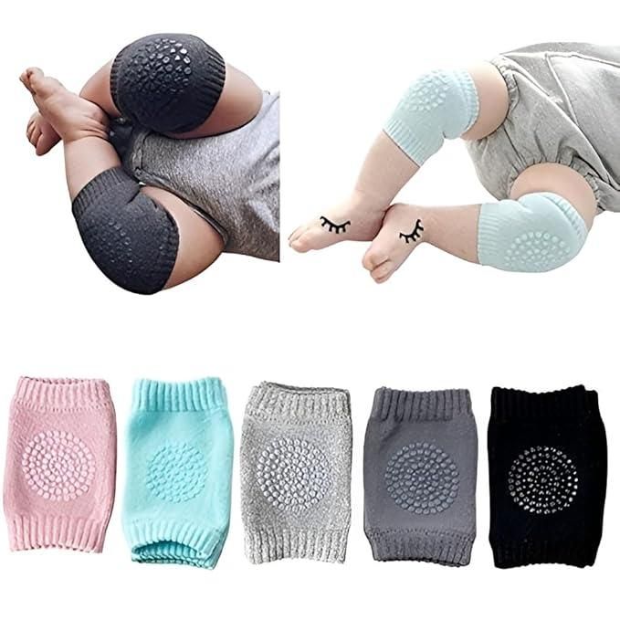 2 Pair Baby Knee Pads for Crawling – Soft Cotton Blend, Anti-Slip Protection for Infants & Toddlers