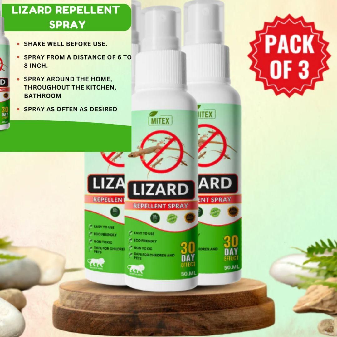 Lizard Repellent Spray 50ML (Pack of 3) – Natural, Non-Toxic Formula for Home & Kitchen