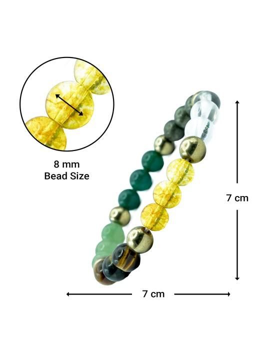 Dhan Yog Elasticated Bracelet – Multicolor Natural Crystal Stones, Circumference 17.9 cm, Pack of 1
