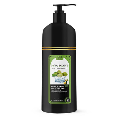 Noniplant Natural Black Hair Shampoo – Restores Hair Color & Strengthens with Noni, Aloe Vera & Argan Oil (Pack of 2, 300ml Each)