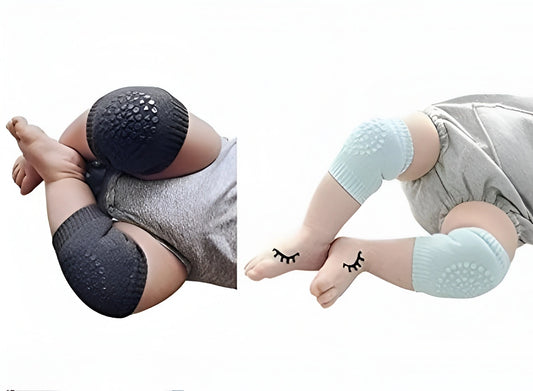 2 Pair Baby Knee Pads for Crawling – Soft Cotton Blend, Anti-Slip Protection for Infants & Toddlers