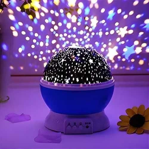 Star Master Rotating 360° Moon Night Light Lamp Projector with Multi-Color LED & USB Cable – Kids Room Night Bulb, Pack of 1 (Random Color)