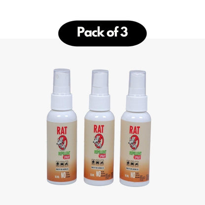 Natural Rat Repellent Spray – 50ML Each (Pack of 3), Herbal Rodent Control for Home, Car & Kitchen