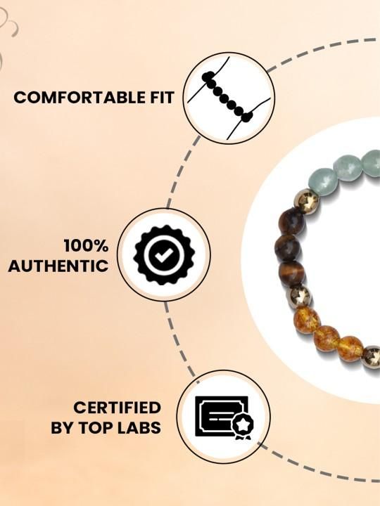 Dhan Yog Elasticated Bracelet – Multicolor Natural Crystal Stones, Circumference 17.9 cm, Pack of 1