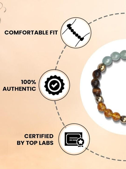 Dhan Yog Elasticated Bracelet – Multicolor Natural Crystal Stones, Circumference 17.9 cm, Pack of 1