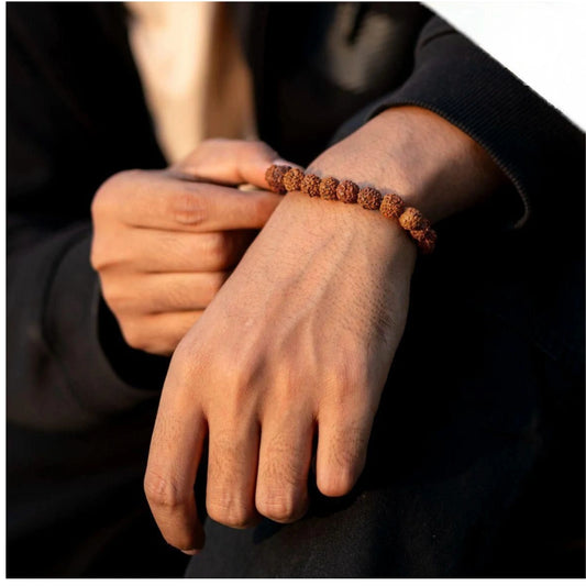5 Mukhi Rudraksha Bracelet – Natural Brown Rudraksha, Free Size, Pack of 1