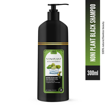 Noniplant Natural Black Hair Shampoo – Restores Hair Color & Strengthens with Noni, Aloe Vera & Argan Oil (Pack of 2, 300ml Each)
