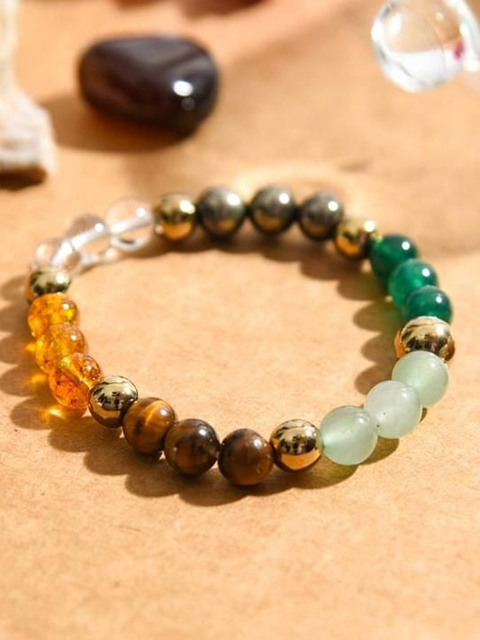 Dhan Yog Elasticated Bracelet – Multicolor Natural Crystal Stones, Circumference 17.9 cm, Pack of 1