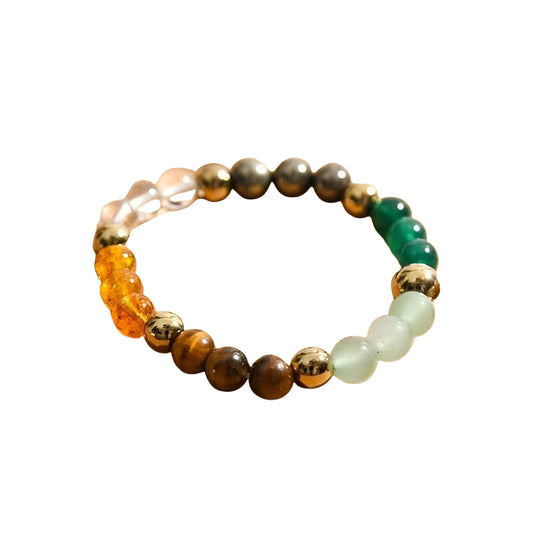 Dhan Yog Elasticated Bracelet – Multicolor Natural Crystal Stones, Circumference 17.9 cm, Pack of 1