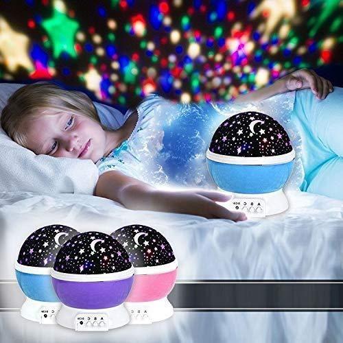 Star Master Rotating 360° Moon Night Light Lamp Projector with Multi-Color LED & USB Cable – Kids Room Night Bulb, Pack of 1 (Random Color)