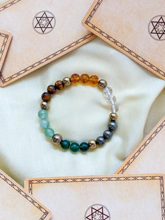 Dhan Yog Elasticated Bracelet – Multicolor Natural Crystal Stones, Circumference 17.9 cm, Pack of 1