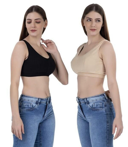 Women's Multicolor Air Bra Pack of 3 – Soft Cotton, Non-Padded, Solid Colors