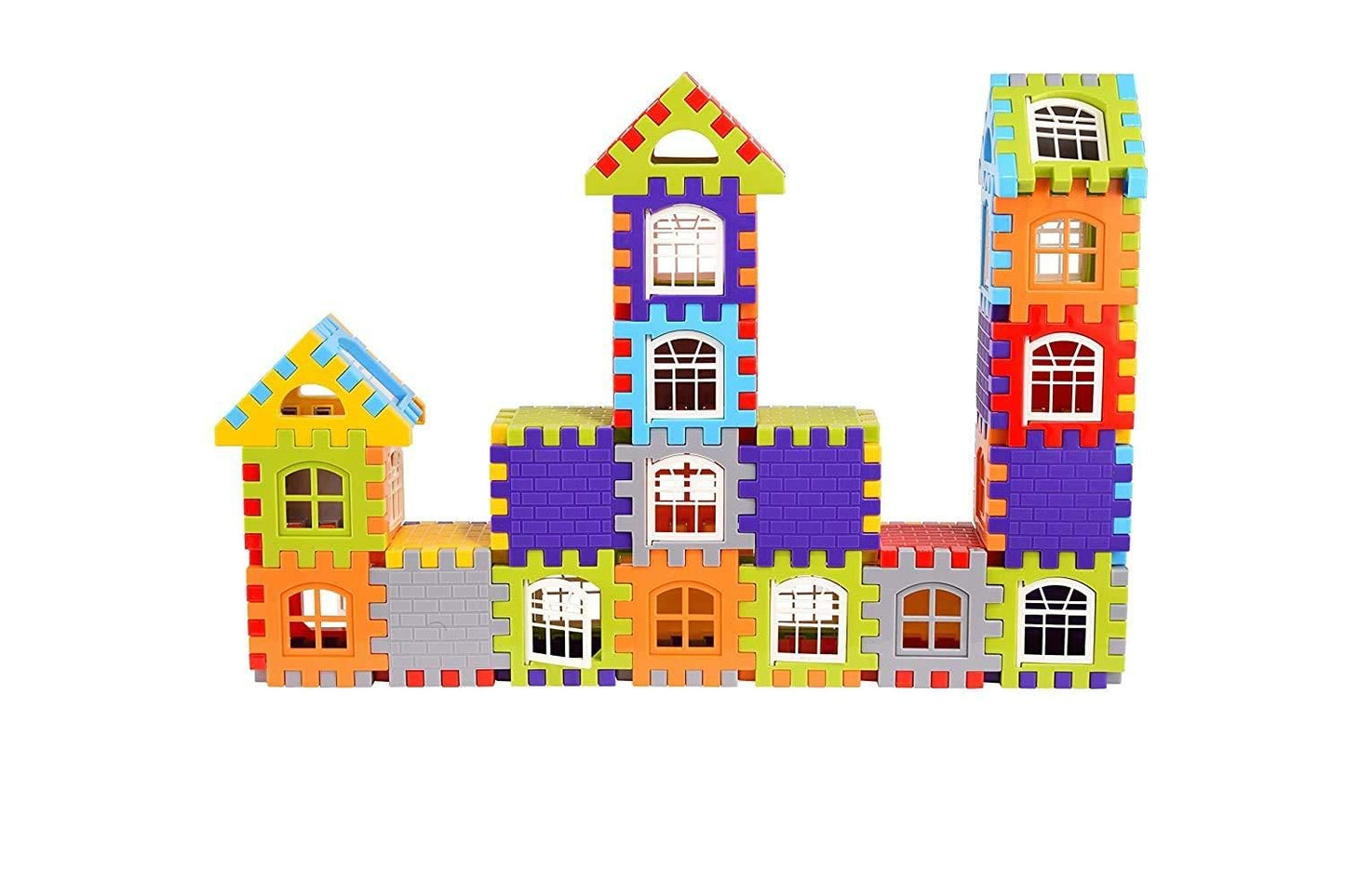 Building Blocks for Kids – 50 Pcs House Building Set with Windows | Creative Block Game for Toddlers (Ages 2–5 Years) – Multicolor