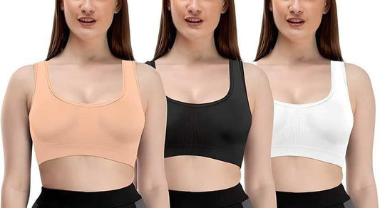 Women's Multicolor Air Bra Pack of 3 – Soft Cotton, Non-Padded, Solid Colors